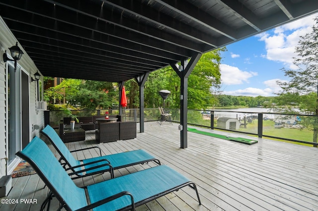 deck with an outdoor living space