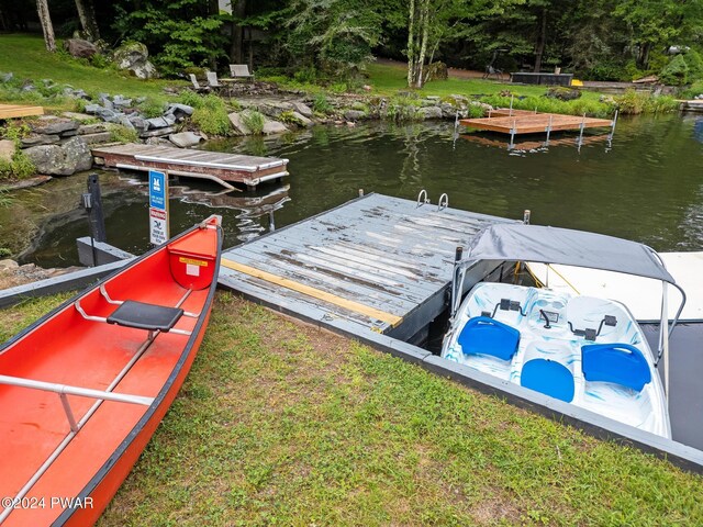 view of dock featuring a water view