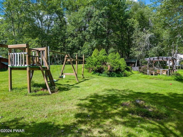 view of yard with a playground