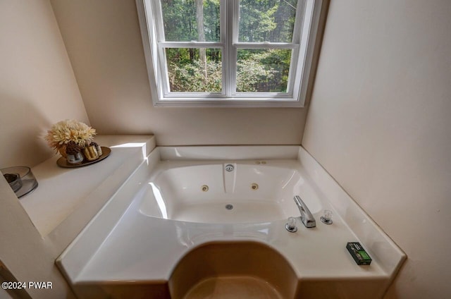 bathroom with a washtub