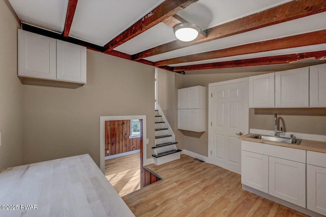110 Maple Dr, Greentown, PA 18426 - interior space with baseboards, light wood-style flooring, and a sink