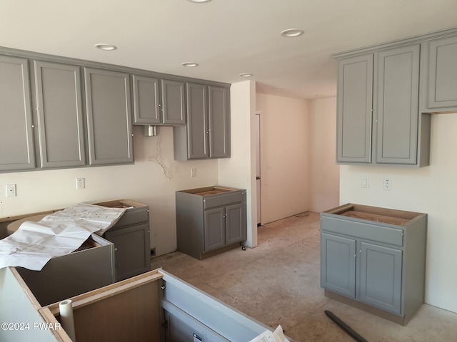 kitchen with gray cabinetry