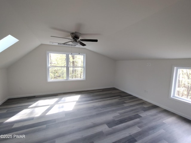 4409 Middleton Dr, Milford, PA 18337 - additional living space with plenty of natural light, vaulted ceiling, wood finished floors, ceiling fan, and baseboards