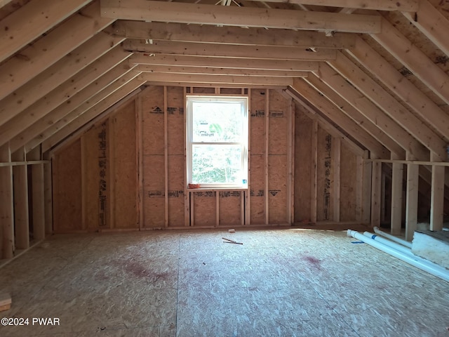 view of unfinished attic