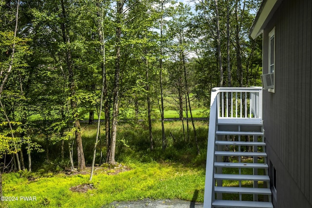 view of yard featuring stairway