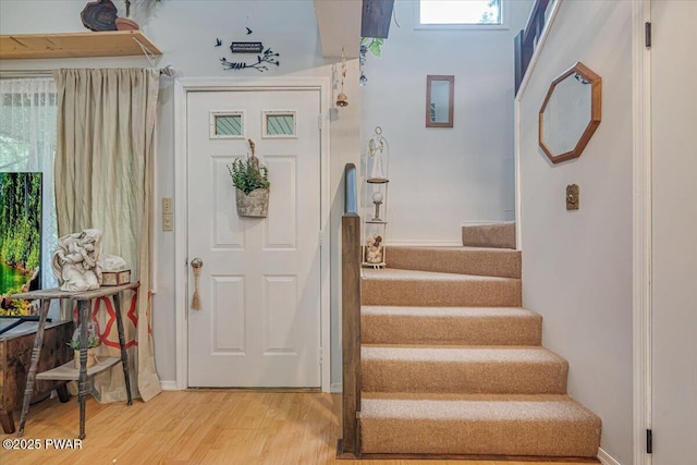 102 Keystone Ct, Dingmans Ferry, PA 18328 - entryway with stairway and light wood-type flooring