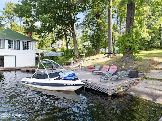 view of dock featuring a water view