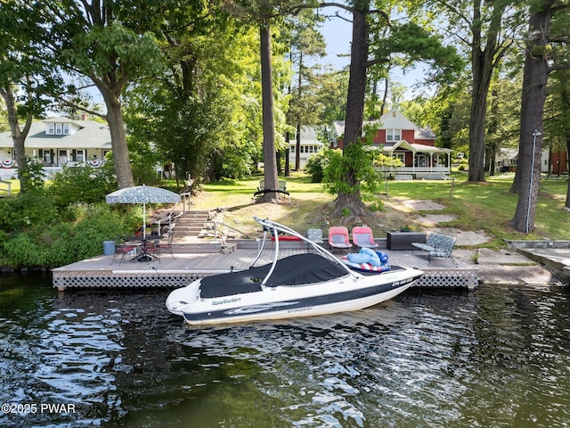 view of dock featuring a water view