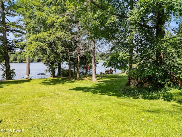 view of yard featuring a water view