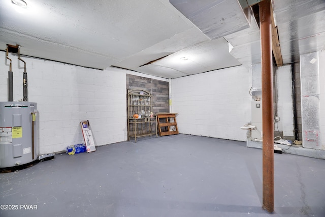 3122 Sparrow Ct, East Stroudsburg, PA 18302 - unfinished below grade area featuring water heater and concrete block wall