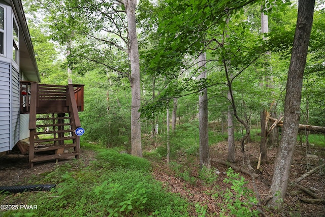 3122 Sparrow Ct, East Stroudsburg, PA 18302 - view of yard with a wooden deck and stairway