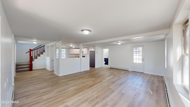 interior space featuring light hardwood / wood-style flooring and a baseboard radiator