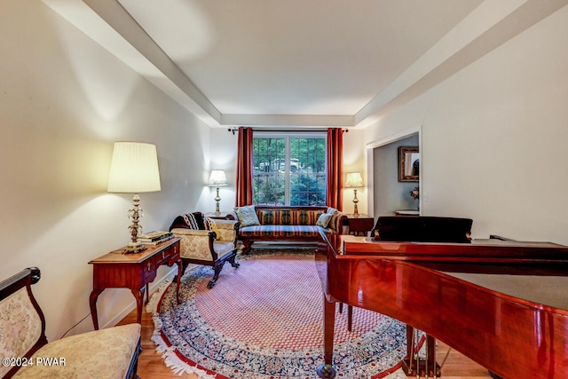 living room with hardwood / wood-style floors