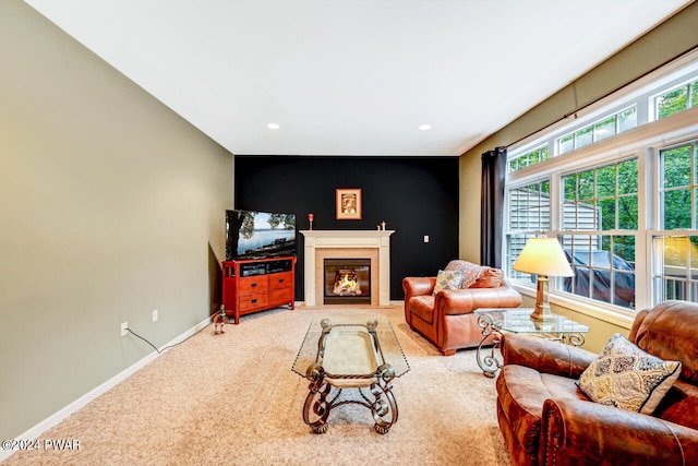 living room featuring carpet floors