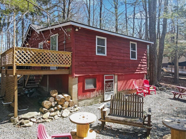 91 Bruin Rd, Lake Ariel, PA 18436 - rear view of property featuring a deck and stairway