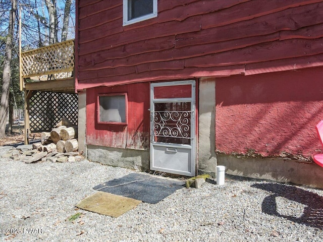 91 Bruin Rd, Lake Ariel, PA 18436 - view of exterior entry featuring a wooden deck