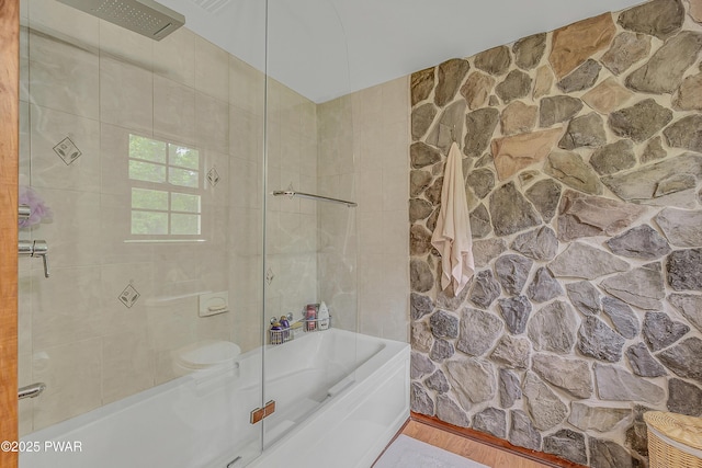 2106 Blueberry Ct, Bushkill, PA 18324 - full bath featuring combined bath / shower with glass door and wood finished floors