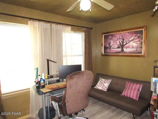102 Yvonne Ct, Dingmans Ferry, PA 18328 - office with ceiling fan and wood finished floors