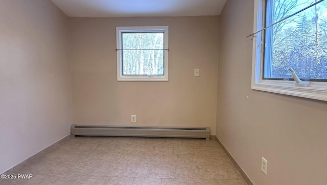 spare room featuring a baseboard radiator