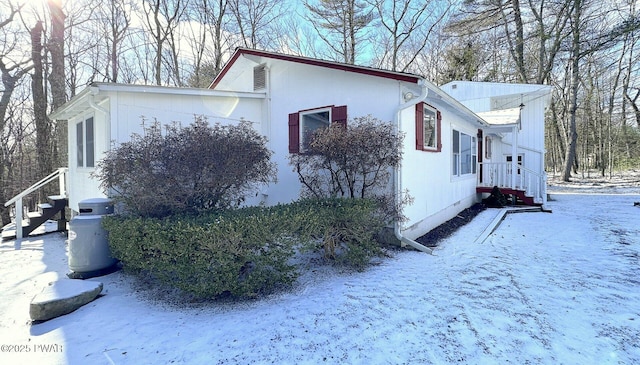 view of snowy exterior