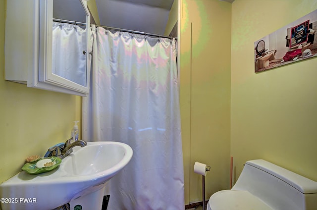 full bath featuring toilet and a sink