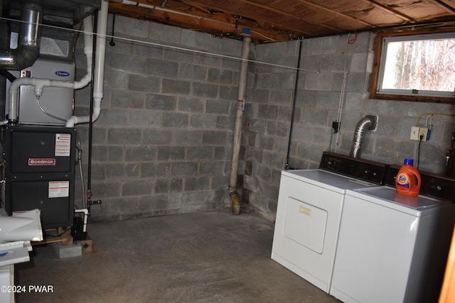 basement with independent washer and dryer