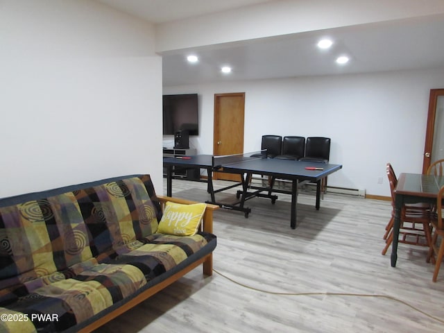 169 N Lake Dr, Dingmans Ferry, PA 18328 - playroom with baseboards, light wood-type flooring, and recessed lighting