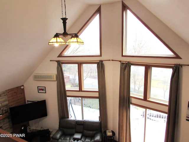 169 N Lake Dr, Dingmans Ferry, PA 18328 - living room featuring vaulted ceiling