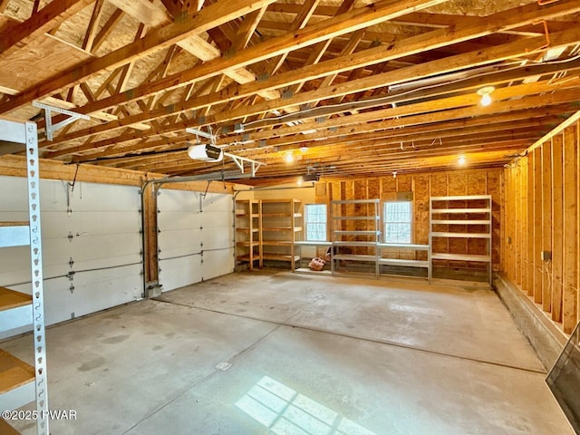 garage with a garage door opener