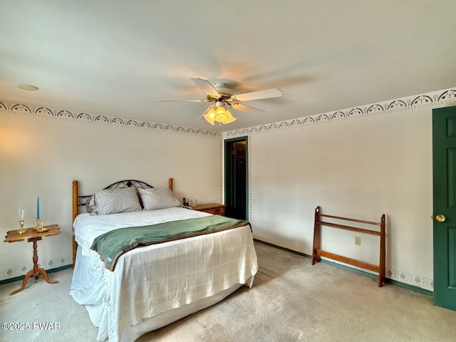 bedroom with carpet and ceiling fan