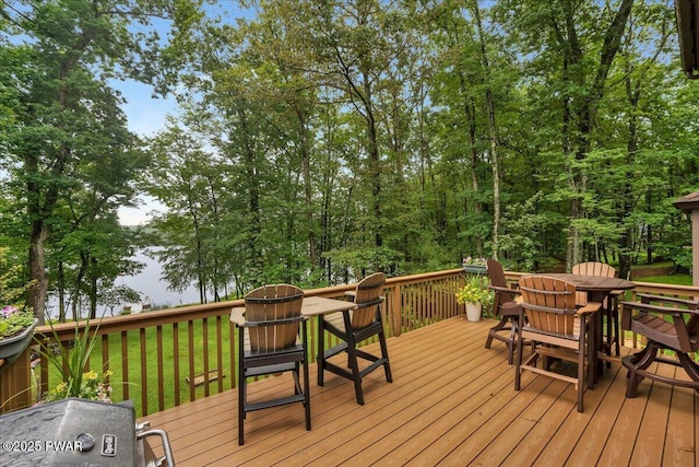 210 Fawn Lake Dr, Hawley, PA 18428 - wooden deck with outdoor dining space