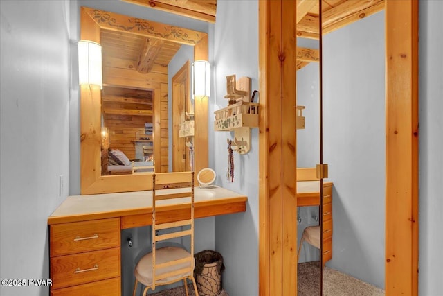 210 Fawn Lake Dr, Hawley, PA 18428 - office featuring wood walls and carpet floors