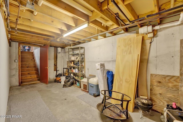 210 Fawn Lake Dr, Hawley, PA 18428 - unfinished below grade area with stairway