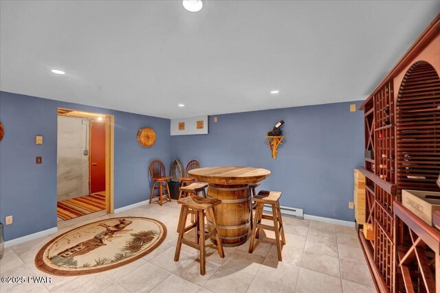 210 Fawn Lake Dr, Hawley, PA 18428 - dining area with a baseboard heating unit and recessed lighting