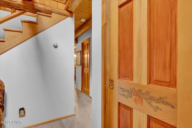 210 Fawn Lake Dr, Hawley, PA 18428 - hall featuring light wood-style floors and stairs