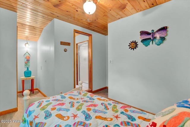 210 Fawn Lake Dr, Hawley, PA 18428 - carpeted bedroom featuring wooden ceiling
