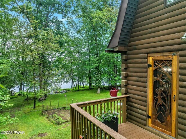 210 Fawn Lake Dr, Hawley, PA 18428 - deck featuring a lawn
