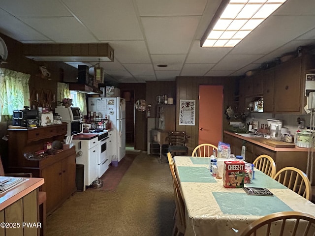 65 Cone Ln, Hawley, PA 18428 - dining area with wood walls and a paneled ceiling