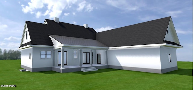 8 Matthews Dr, Milford, PA 18337 - rear view of property with a lawn and stucco siding