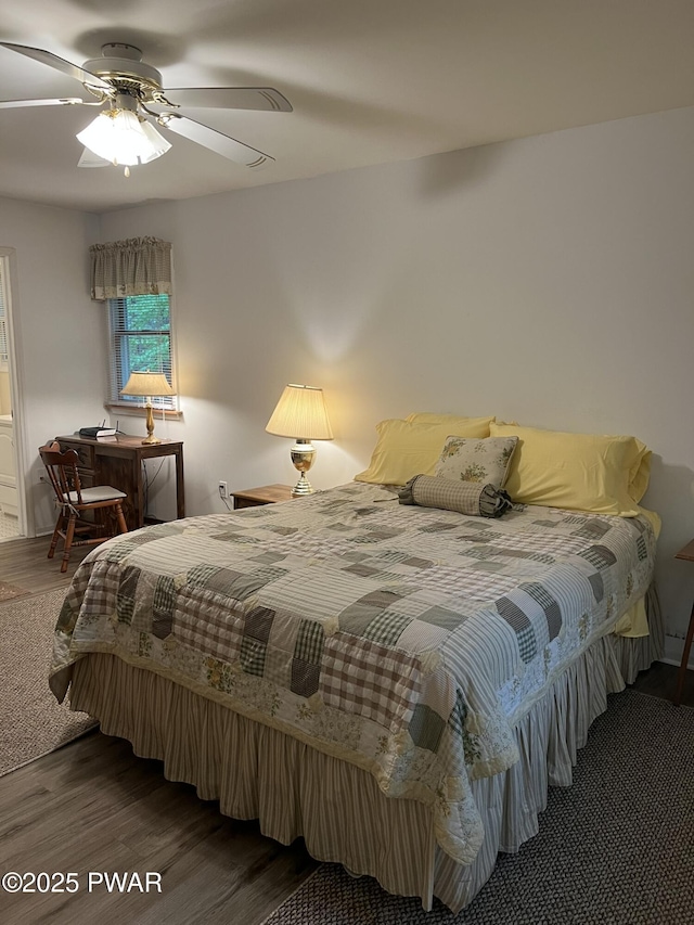 259 Florence Trl, Hawley, PA 18428 - bedroom with wood finished floors and a ceiling fan