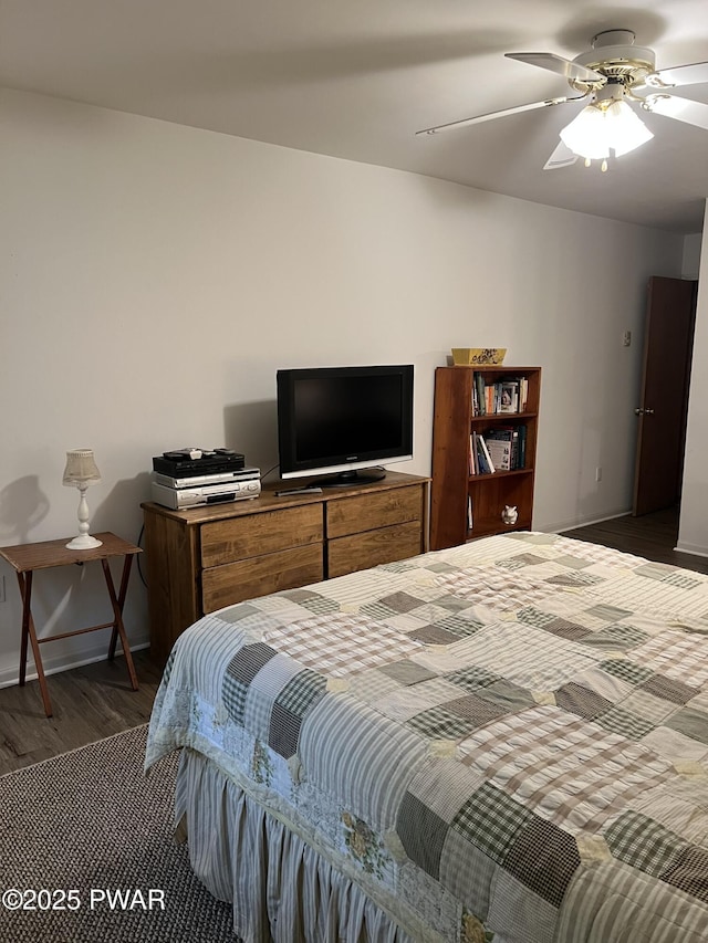 259 Florence Trl, Hawley, PA 18428 - bedroom with wood finished floors and ceiling fan