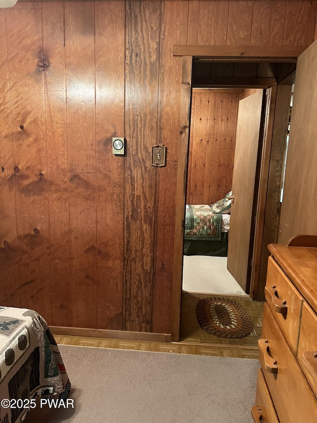 259 Florence Trl, Hawley, PA 18428 - bedroom with wooden walls