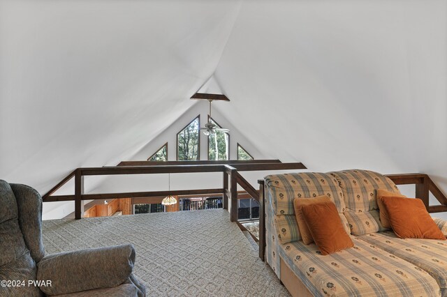 interior space featuring vaulted ceiling