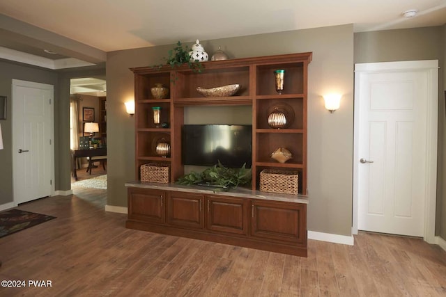 living room with hardwood / wood-style floors