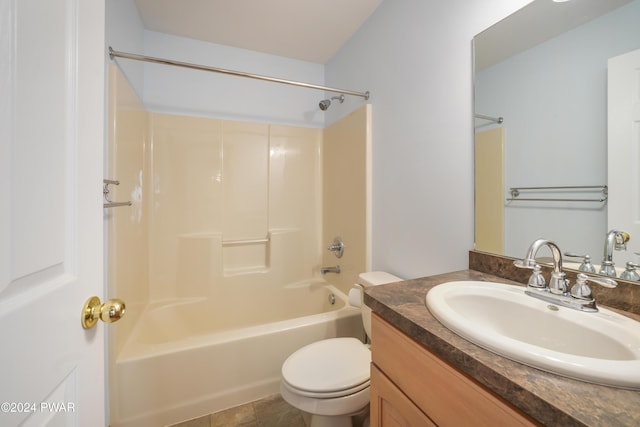 full bathroom with tile patterned floors, vanity, toilet, and tub / shower combination