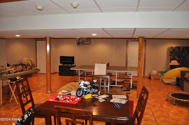 123 Fern Dr, Canadensis, PA 18325 - dining area with a drop ceiling and recessed lighting