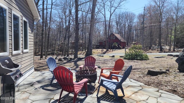213 Powderhorn Dr, Lackawaxen, PA 18435 - view of patio / terrace with a fire pit and grilling area