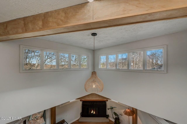 room details with a textured ceiling