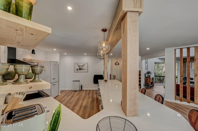 dining room with light wood-type flooring