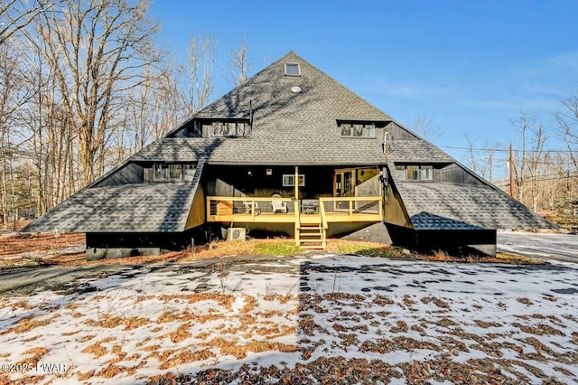 view of front of property with a deck